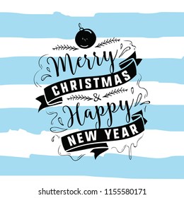 Merry Christmas. Typography. Vector logo, text design. Greeting card.