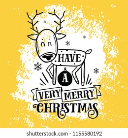 Merry Christmas. Typography. Vector logo, text design. Greeting card.