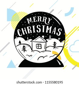 Merry Christmas. Typography. Vector logo, text design. Greeting card.