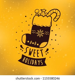 Merry Christmas. Typography. Vector logo, text design. Greeting card.