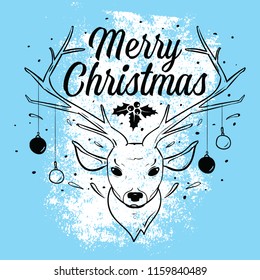 Merry Christmas. Typography. Vector logo, text design. Greeting card.