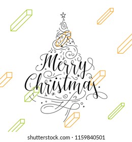Merry Christmas. Typography. Vector logo, text design. Greeting card.