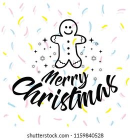 Merry Christmas. Typography. Vector logo, text design. Greeting card.