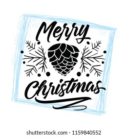 Merry Christmas. Typography. Vector logo, text design. Greeting card.