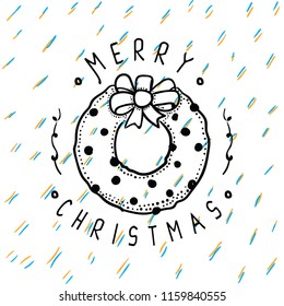 Merry Christmas. Typography. Vector logo, text design. Greeting card.