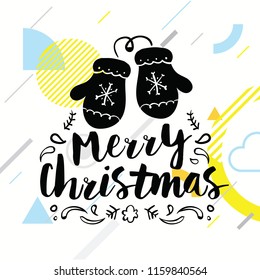 Merry Christmas. Typography. Vector logo, text design. Greeting card.