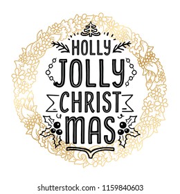 Merry Christmas. Typography. Vector logo, text design. Greeting card.