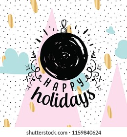 Merry Christmas. Typography. Vector logo, text design. Greeting card.
