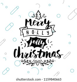 Merry Christmas. Typography. Vector logo, text design. Greeting card.