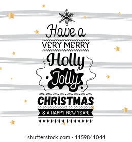 Merry Christmas. Typography. Vector logo, text design. Greeting card.