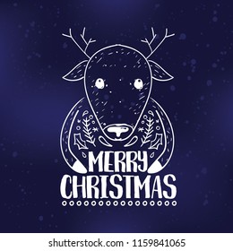 Merry Christmas. Typography. Vector logo, text design. Greeting card.