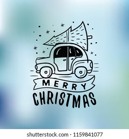 Merry Christmas. Typography. Vector logo, text design. Greeting card.