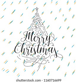 Merry Christmas. Typography. Vector logo, text design. Greeting card.
