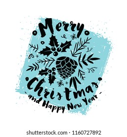 Merry Christmas. Typography. Vector logo, text design. Greeting card.