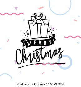 Merry Christmas. Typography. Vector logo, text design. Greeting card.
