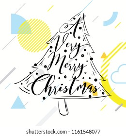 Merry Christmas. Typography. Vector logo, text design. Greeting card.