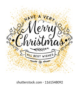 Merry Christmas. Typography. Vector logo, text design. Greeting card.