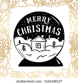 Merry Christmas. Typography. Vector logo, text design. Greeting card.