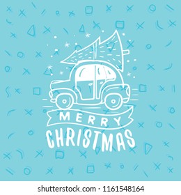 Merry Christmas. Typography. Vector logo, text design. Greeting card.