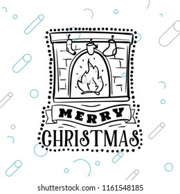 Merry Christmas. Typography. Vector logo, text design. Greeting card.