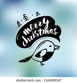 Merry Christmas. Typography. Vector logo, text design. Greeting card.