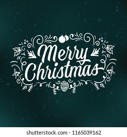 Merry Christmas. Typography. Vector logo, text design. Greeting card.