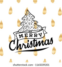 Merry Christmas. Typography. Vector logo, text design. Greeting card.