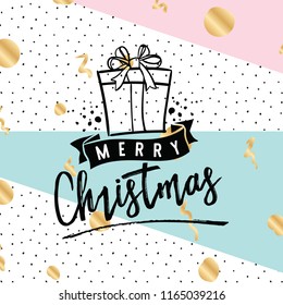 Merry Christmas. Typography. Vector logo, text design. Greeting card.