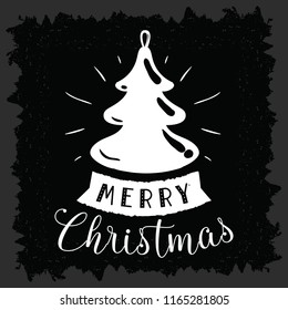 Merry Christmas. Typography. Vector logo, text design. Greeting card.