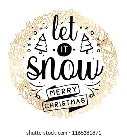 Merry Christmas. Typography. Vector logo, text design. Greeting card.