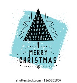 Merry Christmas. Typography. Vector logo, text design. Greeting card.