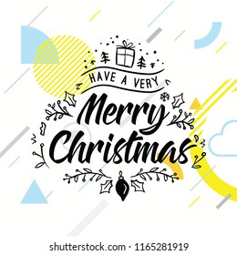 Merry Christmas. Typography. Vector logo, text design. Greeting card.