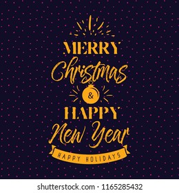 Merry Christmas. Typography. Vector logo, text design. Greeting card.