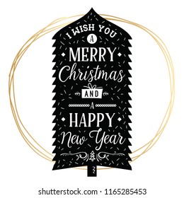 Merry Christmas. Typography. Vector logo, text design. Greeting card.