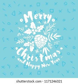 Merry Christmas. Typography. Vector logo, text design. Greeting card.