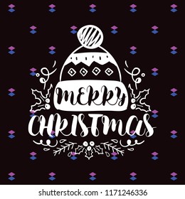 Merry Christmas. Typography. Vector logo, text design. Greeting card.