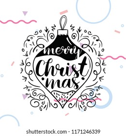 Merry Christmas. Typography. Vector logo, text design. Greeting card.