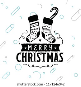 Merry Christmas. Typography. Vector logo, text design. Greeting card.