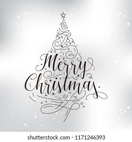 Merry Christmas. Typography. Vector logo, text design. Greeting card.