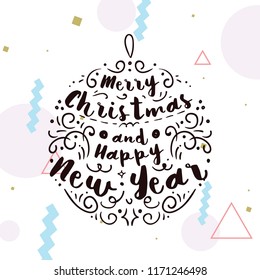 Merry Christmas. Typography. Vector logo, text design. Greeting card.