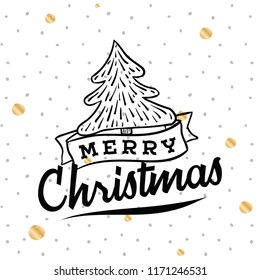 Merry Christmas. Typography. Vector logo, text design. Greeting card.