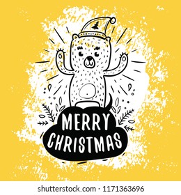Merry Christmas. Typography. Vector logo, text design. Greeting card.