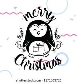 Merry Christmas. Typography. Vector logo, text design. Greeting card.