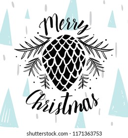 Merry Christmas. Typography. Vector logo, text design. Greeting card.