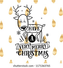 Merry Christmas. Typography. Vector logo, text design. Greeting card.