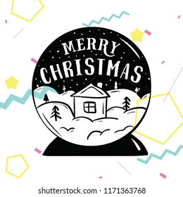 Merry Christmas. Typography. Vector logo, text design. Greeting card.