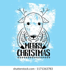Merry Christmas. Typography. Vector logo, text design. Greeting card.