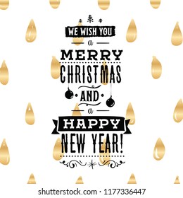 Merry Christmas. Typography. Vector logo, text design. Greeting card.