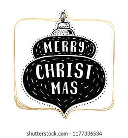 Merry Christmas. Typography. Vector logo, text design. Greeting card.