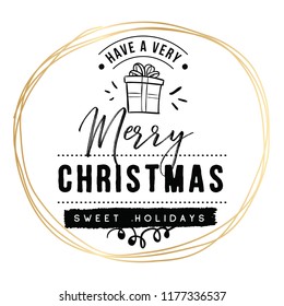 Merry Christmas. Typography. Vector logo, text design. Greeting card.